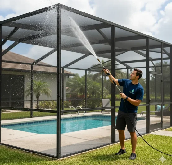 pool cage screen cleaning